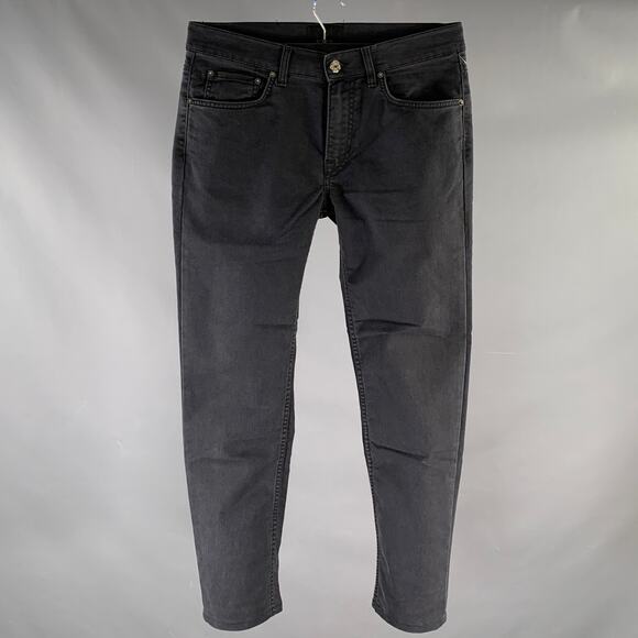 ACNE Size 32 ACE UPS BLACK Black Cotton Blend Skinny Jeans
